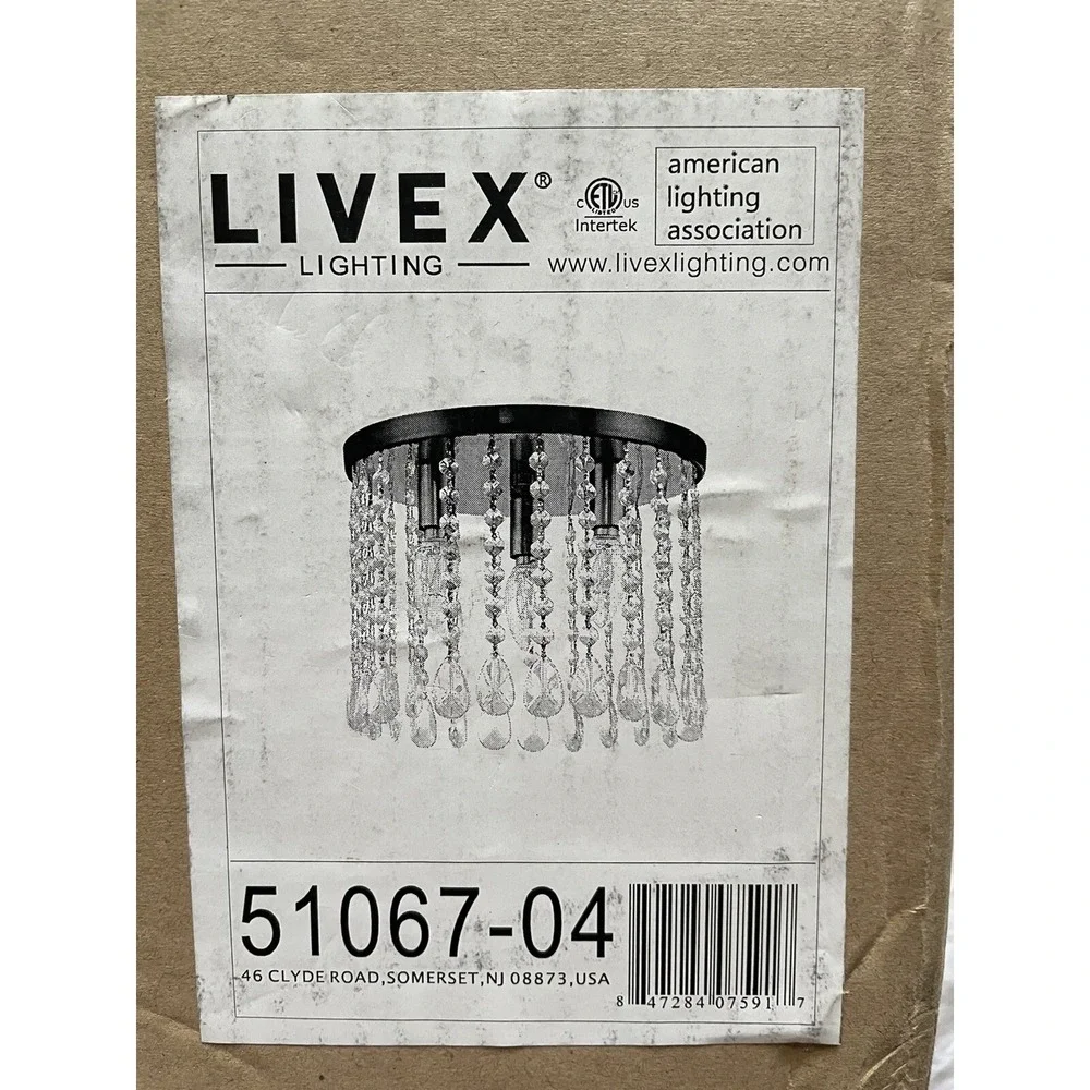 Livex Lighting 51067-04 3 Light Flush Mount Elizabeth Style Crystal Chandelier!